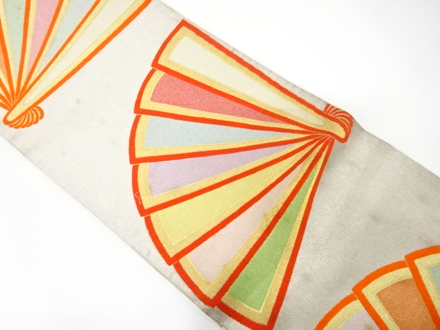 JAPANESE KIMONO / ANTIQUE FUKURO OBI / SILK / WOVEN FOLDING FAN